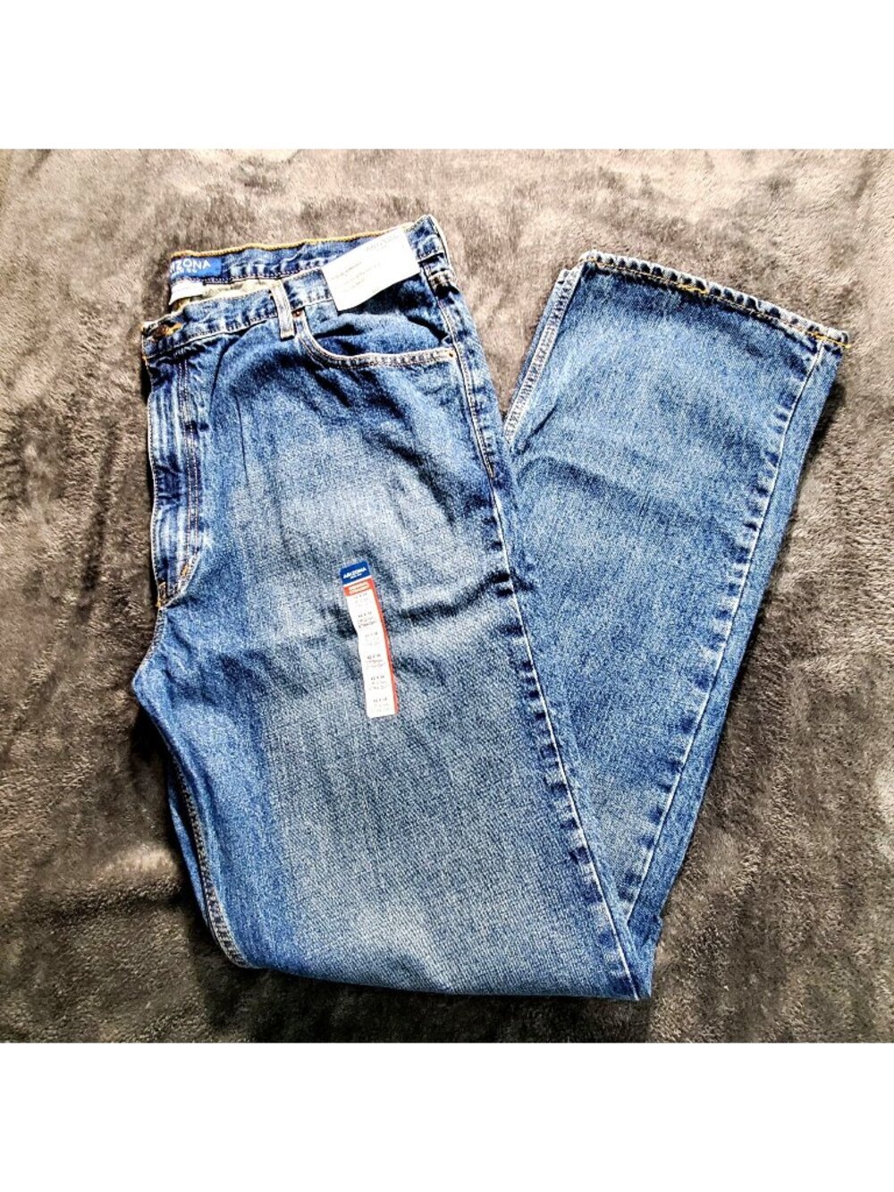 Arizona Jean Co. Mens Original Straight Jeans Medium Stone 42X36 Straight Leg